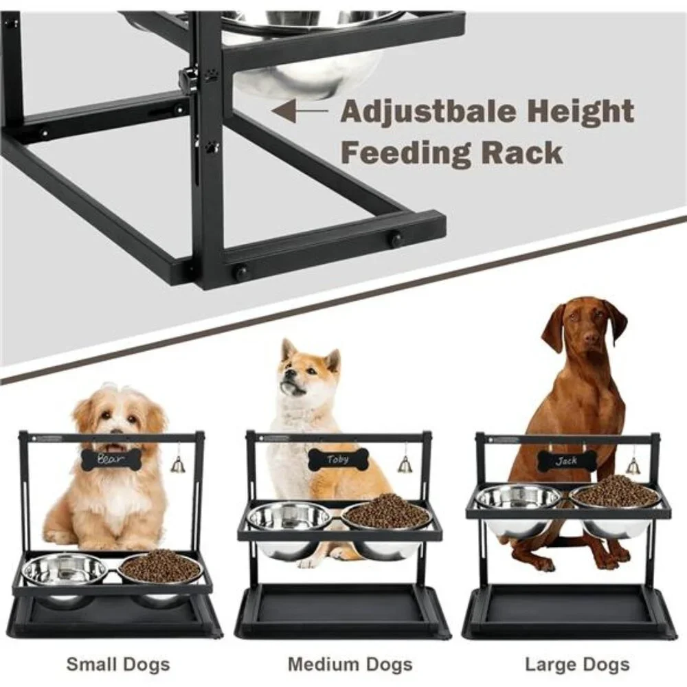 Elevated Dog Bowls with Slow Feeder, Raised Dog Bowl for Large Dogs Adjustable